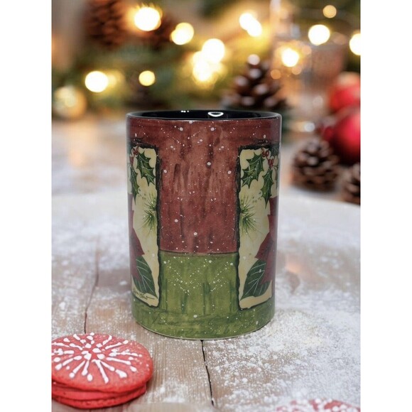 Annie LaPoint Poinsettia Christmas Coffee Mug Ceramic Double Sided by Carson - Picture 3 of 6